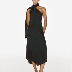 NWOT Massimo Dutti black tie-neck backless dress size small